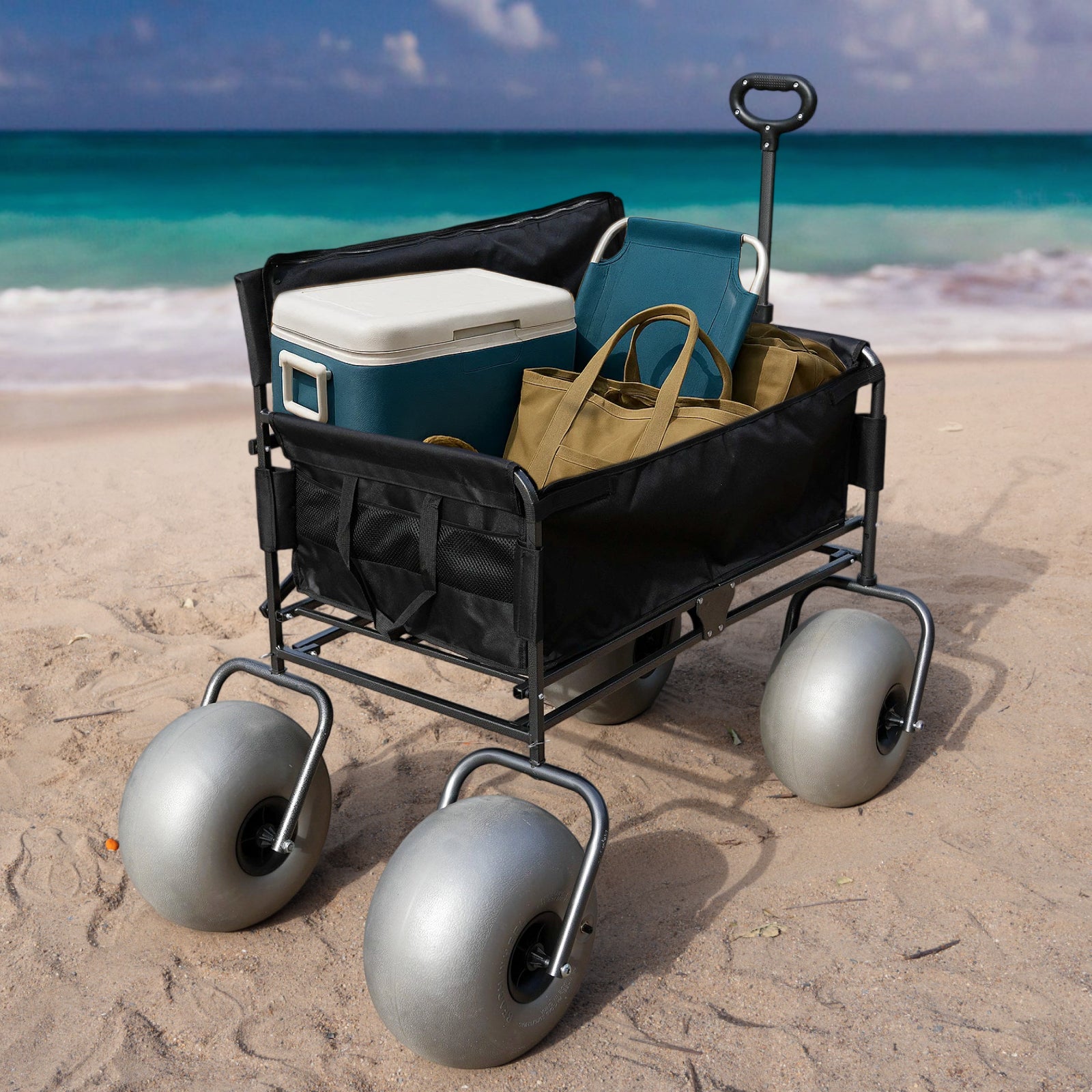 CRESTWALKER Beach Wagon Chair with 13'' Balloon Wheels