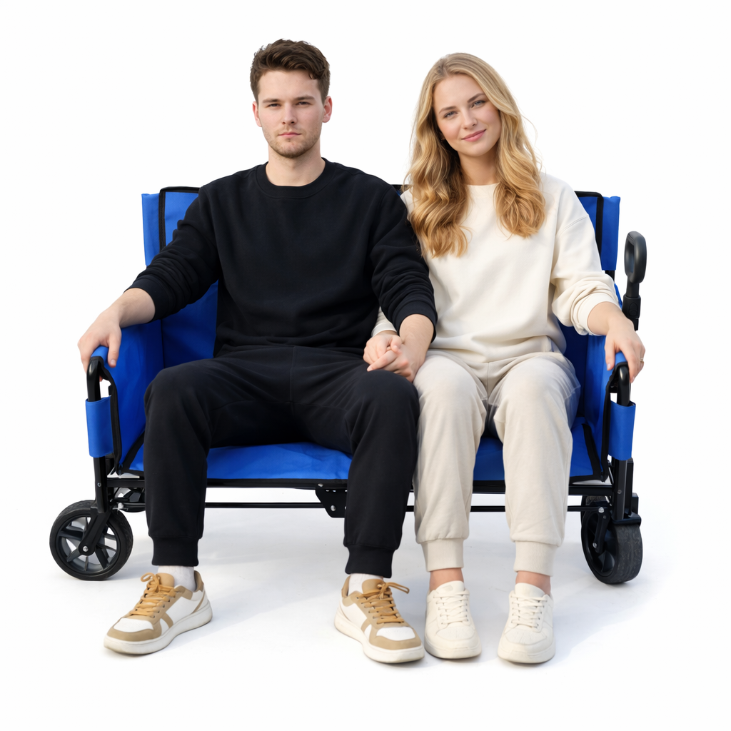 CRESTWALKER Foldable Wagon That Converts into a 2-Person Chair for Adults (Blue)