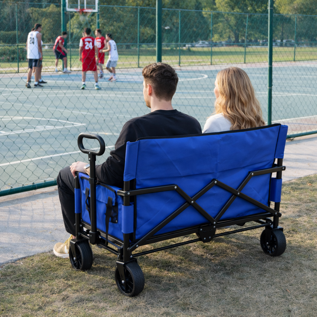 CRESTWALKER Foldable Wagon That Converts into a 2-Person Chair for Adults (Blue)