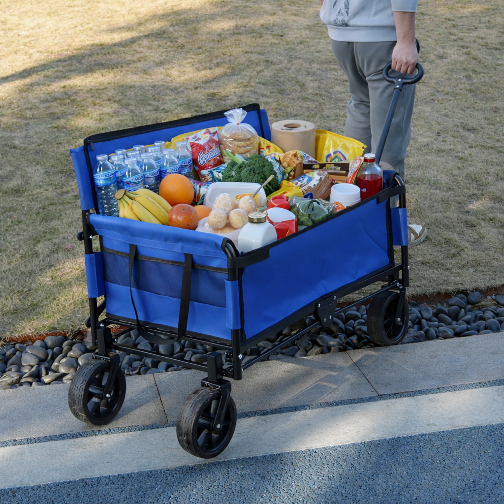 CRESTWALKER Foldable Wagon That Converts into a 2-Person Chair for Adults (Blue)