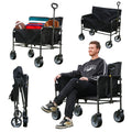CRESTWALKER Foldable Wagon That Converts into a 2-Person Chair for Adults (Black, Elevated Seat Height)