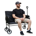 CRESTWALKER Foldable Wagon That Converts into a 2-Person Chair for Adults (Black, Elevated Seat Height)