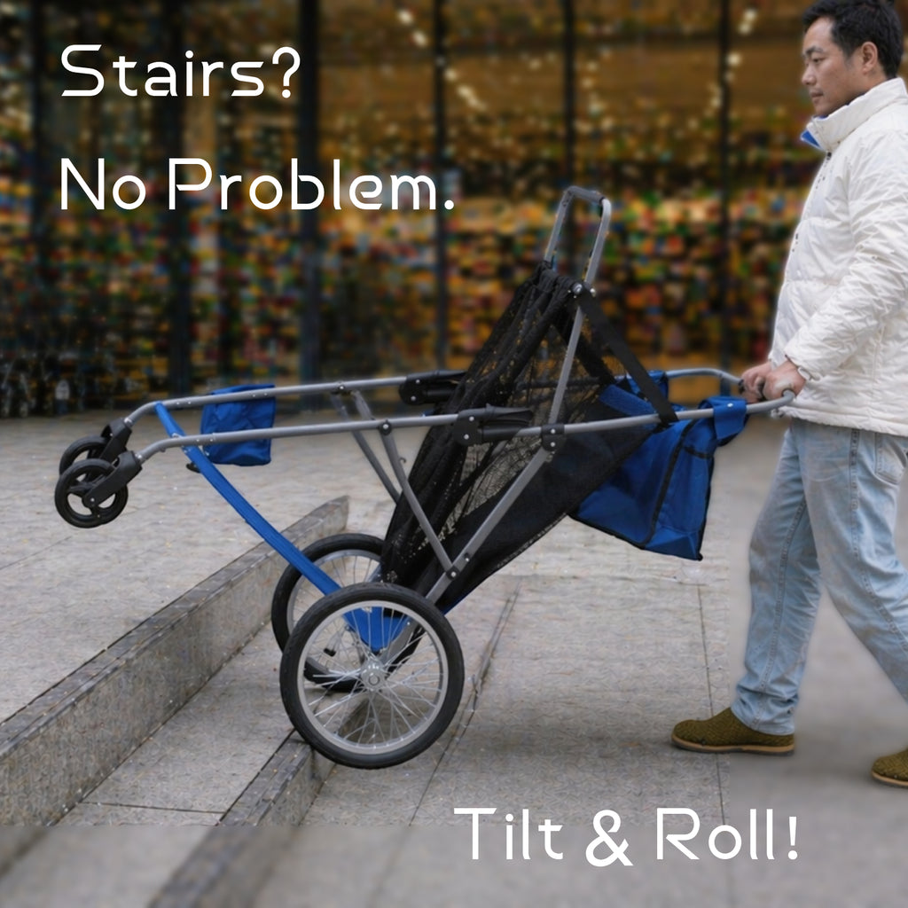 CRESTWALKER Foldable Cart with 16'' Rubber Wheels for Stairs