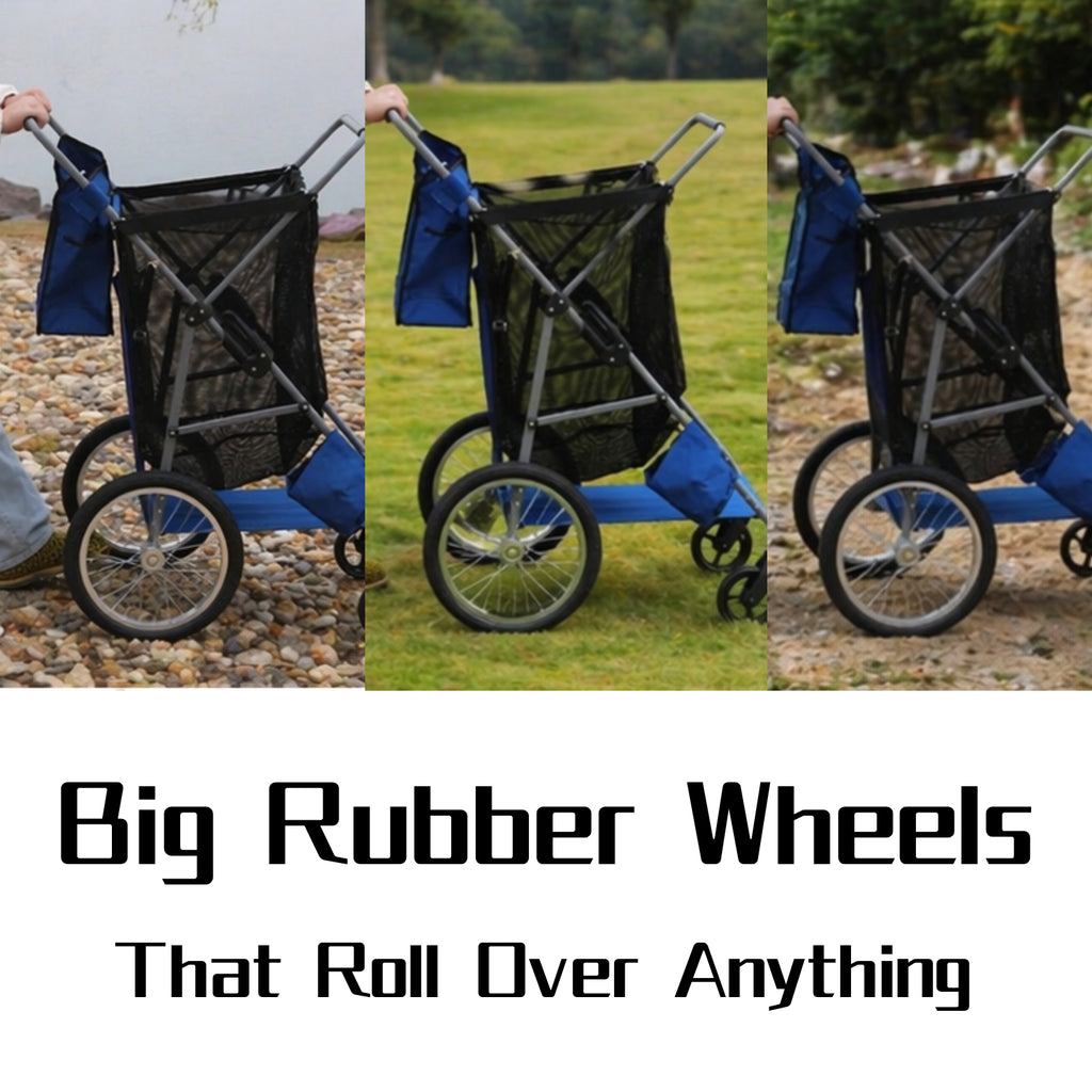CRESTWALKER Foldable Cart with 16'' Rubber Wheels for Stairs