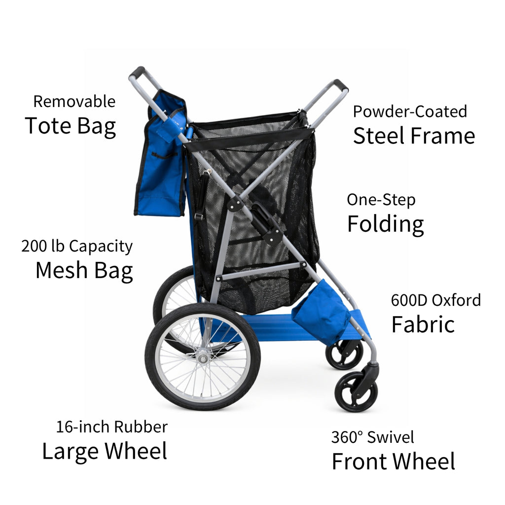 CRESTWALKER Foldable Cart with 16'' Rubber Wheels for Stairs