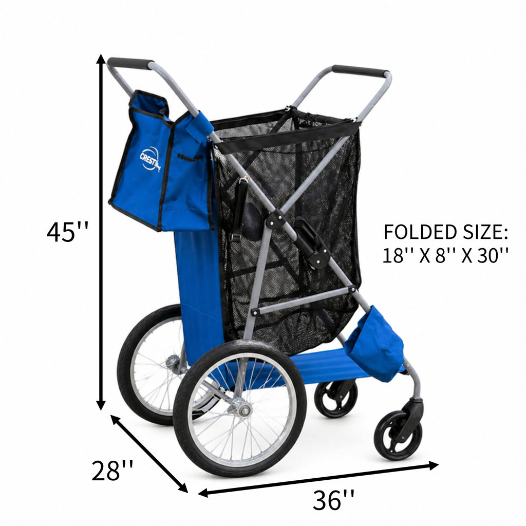 CRESTWALKER Foldable Cart with 16'' Rubber Wheels for Stairs