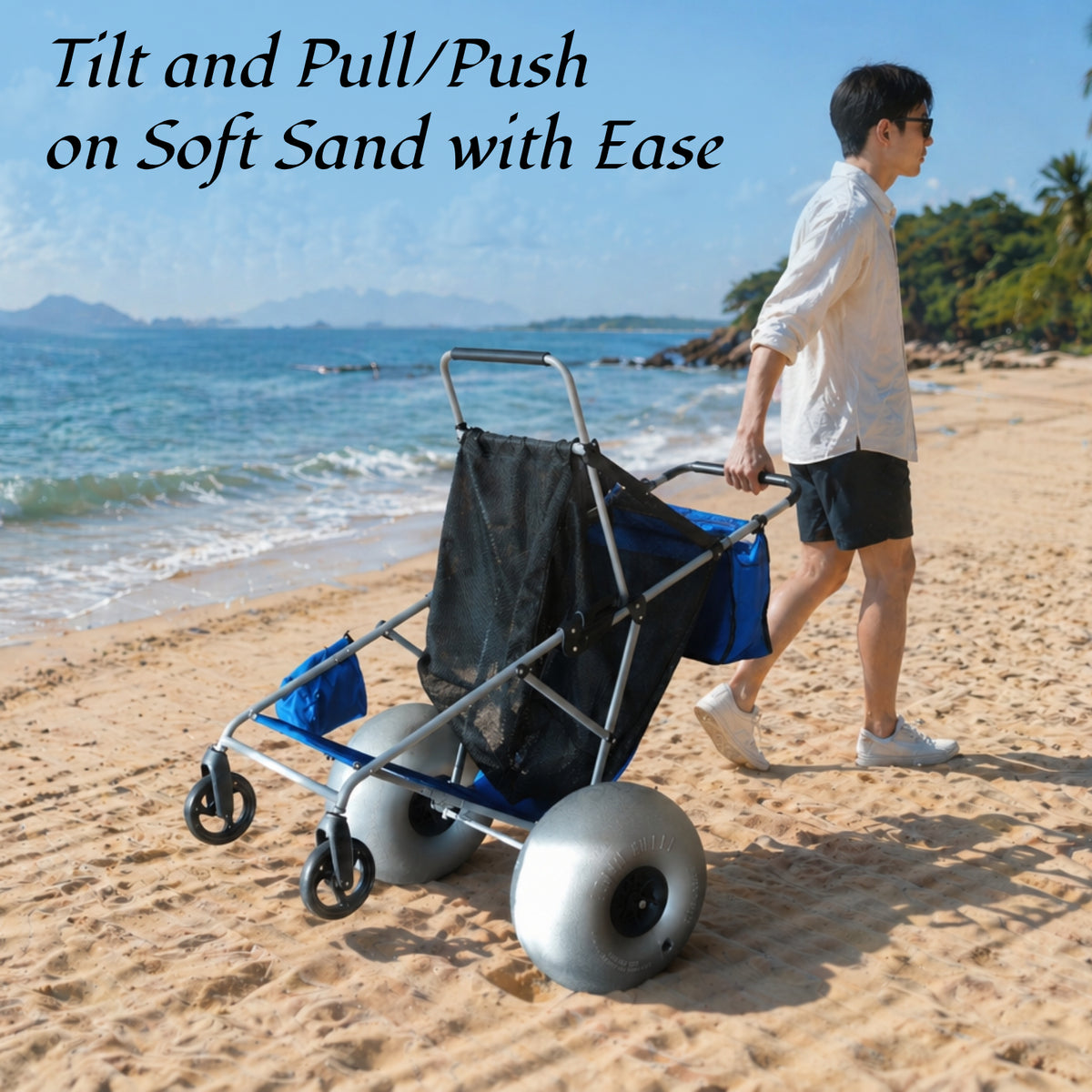 CRESTWALKER Beach Cart with 16‘’ Balloon Wheels