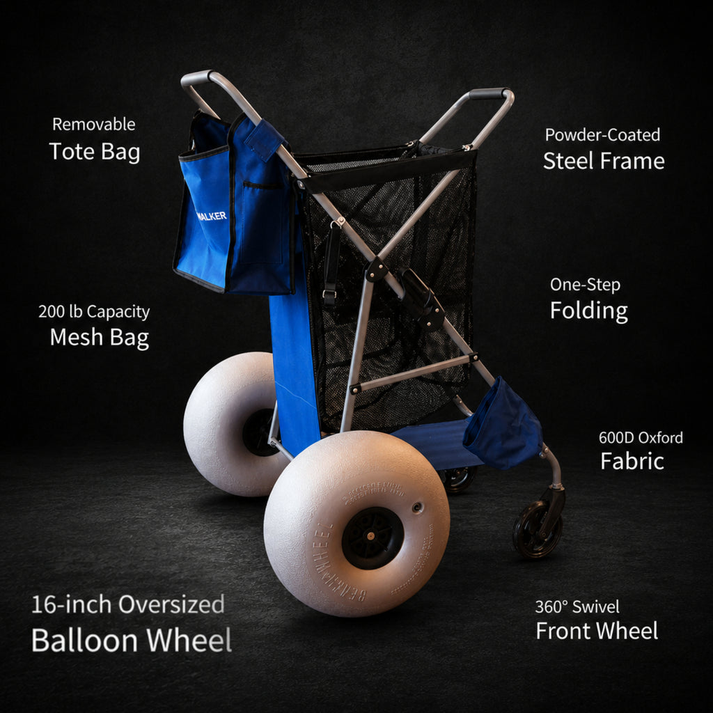 CRESTWALKER Beach Cart with 16‘’ Balloon Wheels