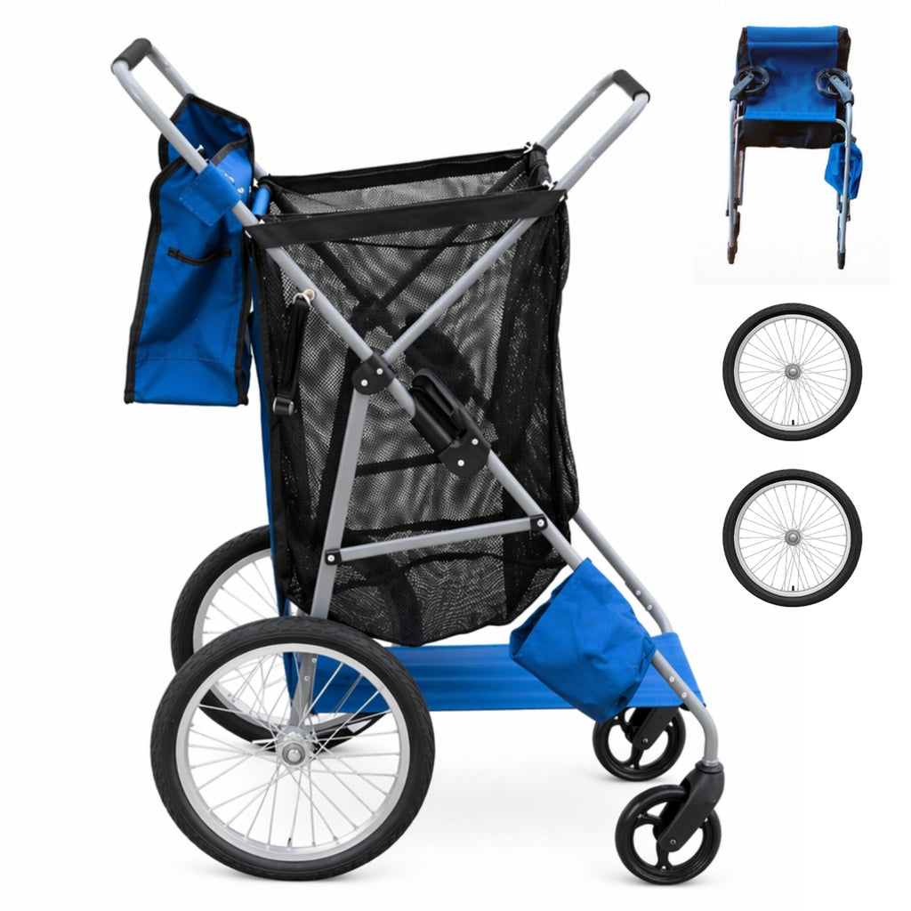 CRESTWALKER Foldable Cart with 16'' Rubber Wheels for Stairs