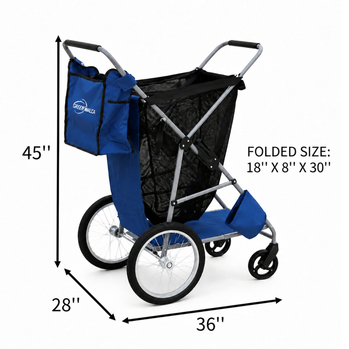 CRESTWALKER Foldable Cart with 16'' Rubber Wheels for Stairs, Upgraded Metal Base