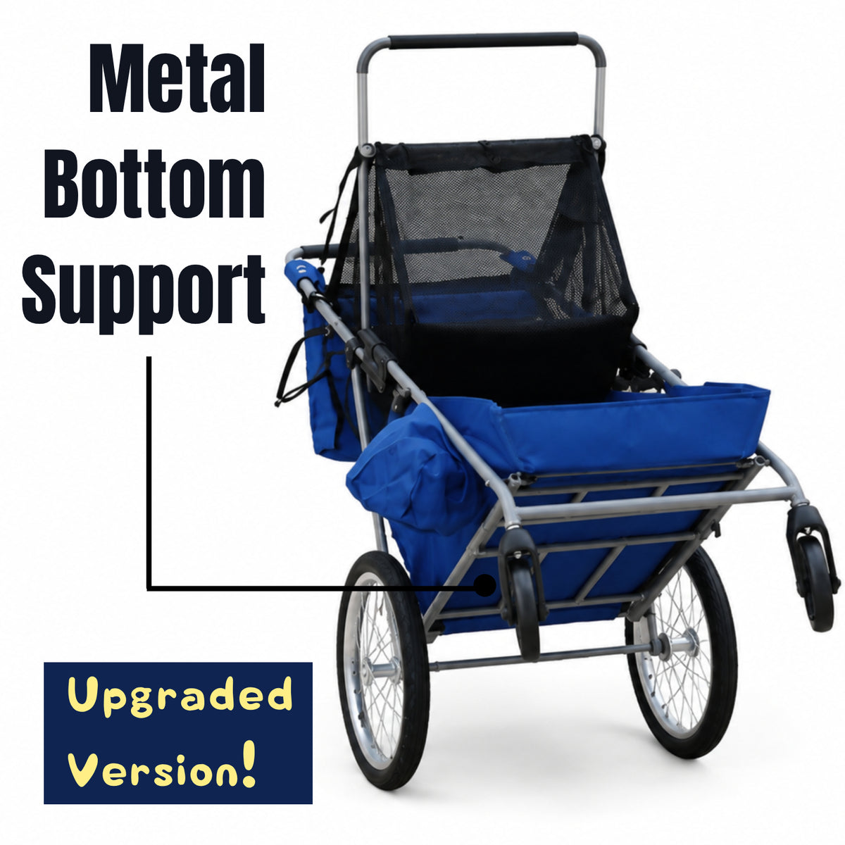 CRESTWALKER Foldable Cart with 16'' Rubber Wheels for Stairs, Upgraded Metal Base & 2-Zone Storage