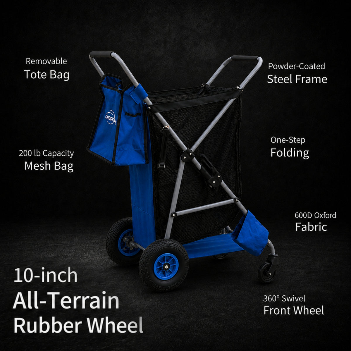 CRESTWALKER Beach Cart with 10‘’ Inflatable Rubber Wheels