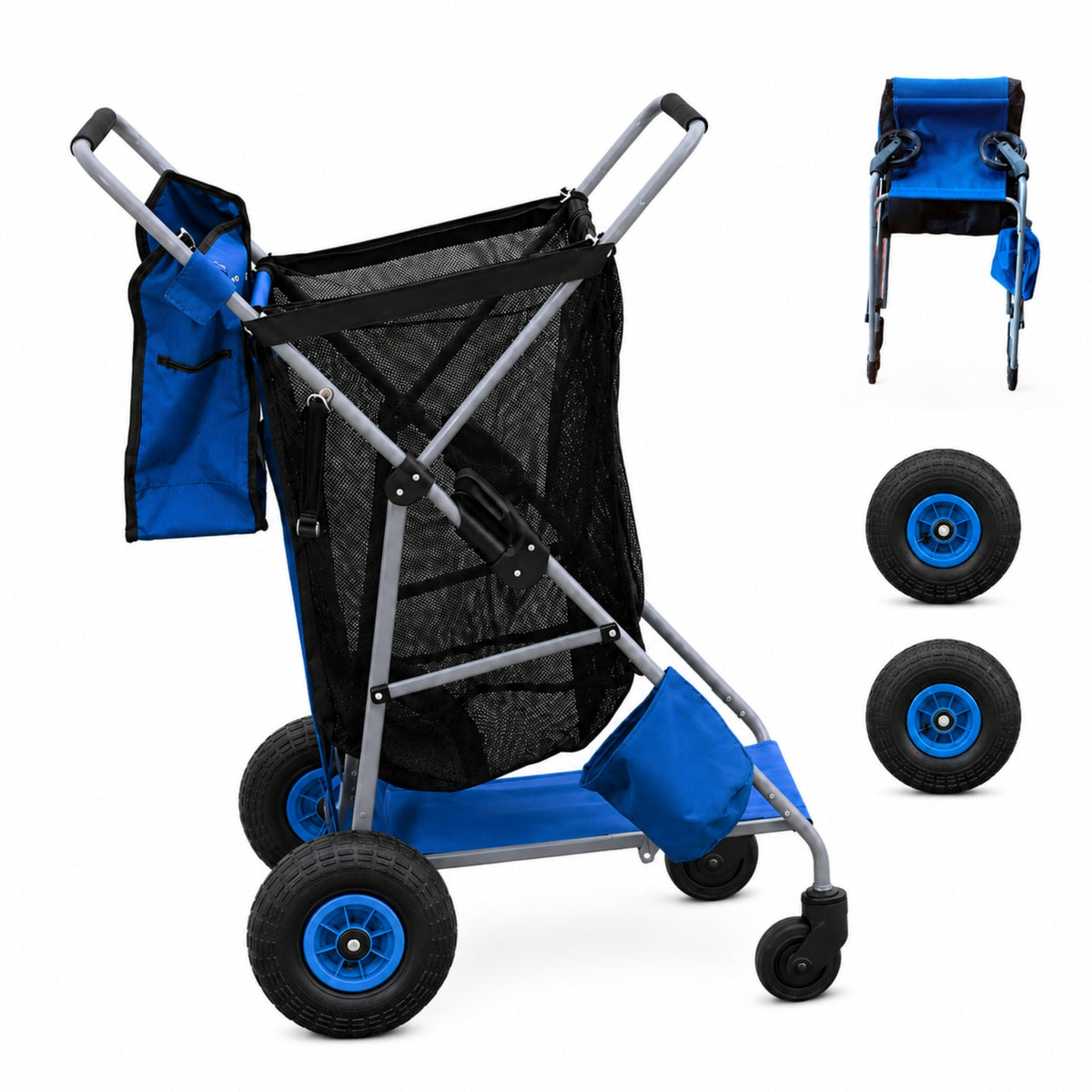 CRESTWALKER Beach Cart with 10‘’ Inflatable Rubber Wheels, Upgraded Metal Base