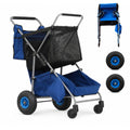 CRESTWALKER Beach Cart with 10‘’ Inflatable Rubber Wheels, Upgraded Metal Base & 2-Zone Storage
