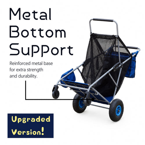 CRESTWALKER Beach Cart with 10‘’ Inflatable Rubber Wheels, Upgraded Metal Base