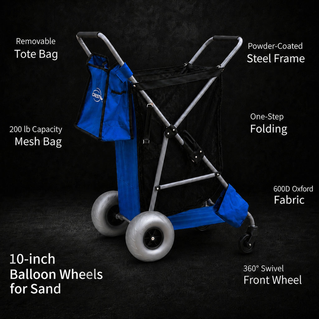 CRESTWALKER Beach Cart with 10‘’ Balloon Wheels