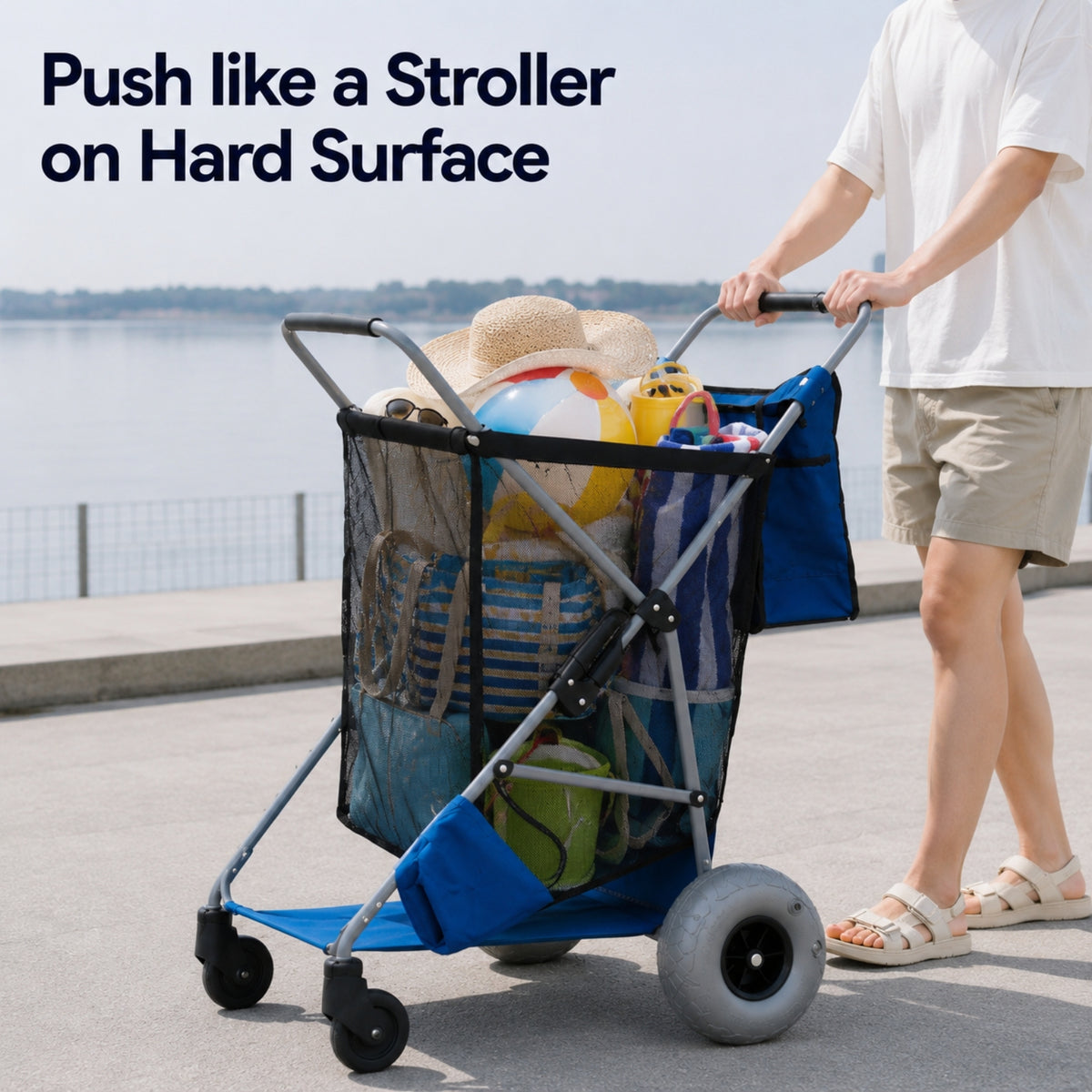 CRESTWALKER Beach Cart with 10‘’ Balloon Wheels