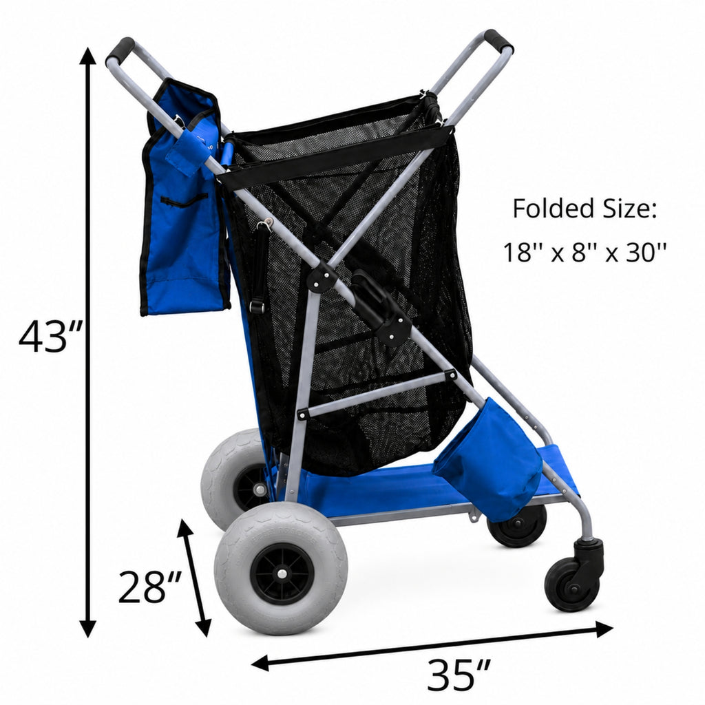 CRESTWALKER Beach Cart with 10‘’ Balloon Wheels, Upgraded Metal Base