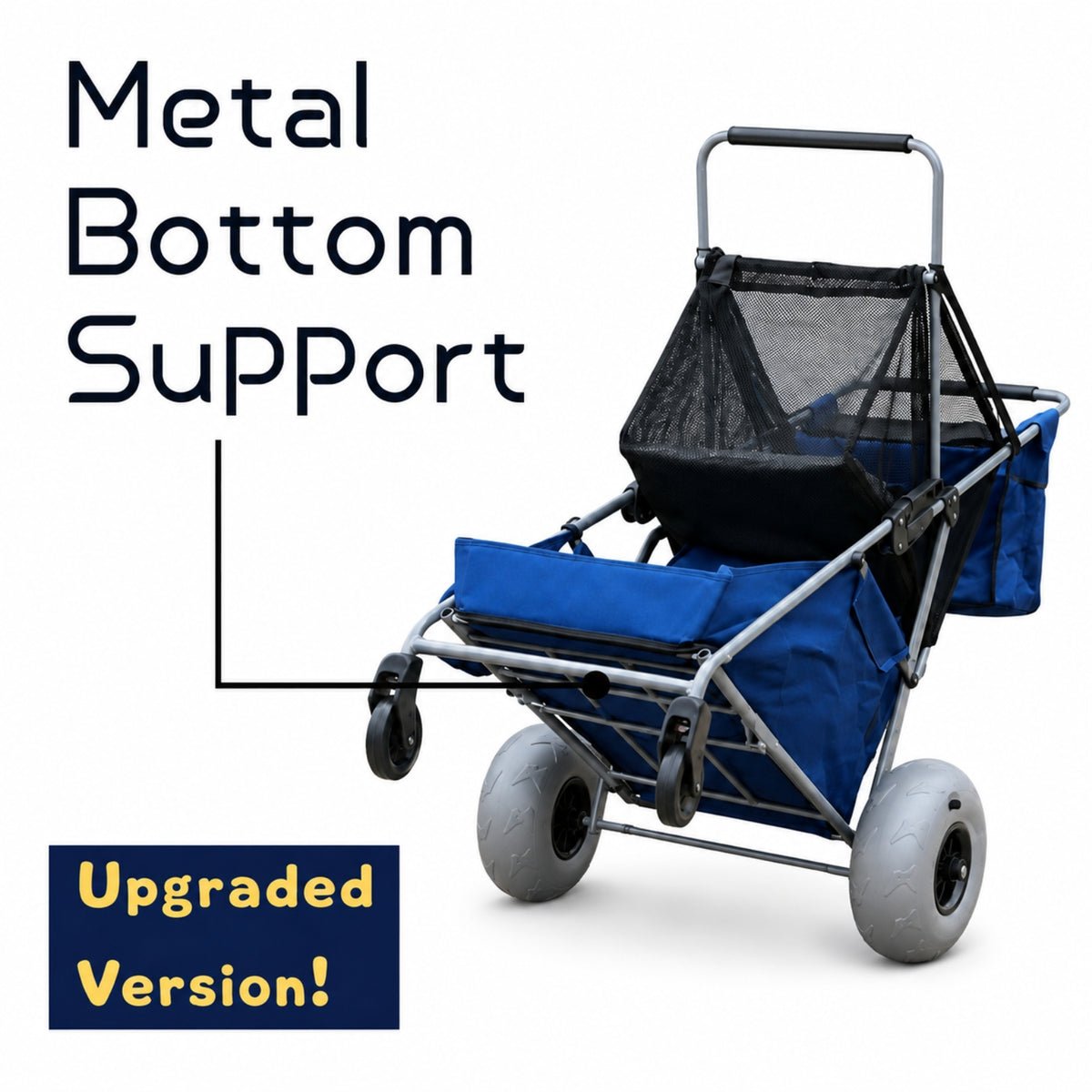 CRESTWALKER Beach Cart with 10‘’ Balloon Wheels, Upgraded Metal Base & 2-Zone Storage