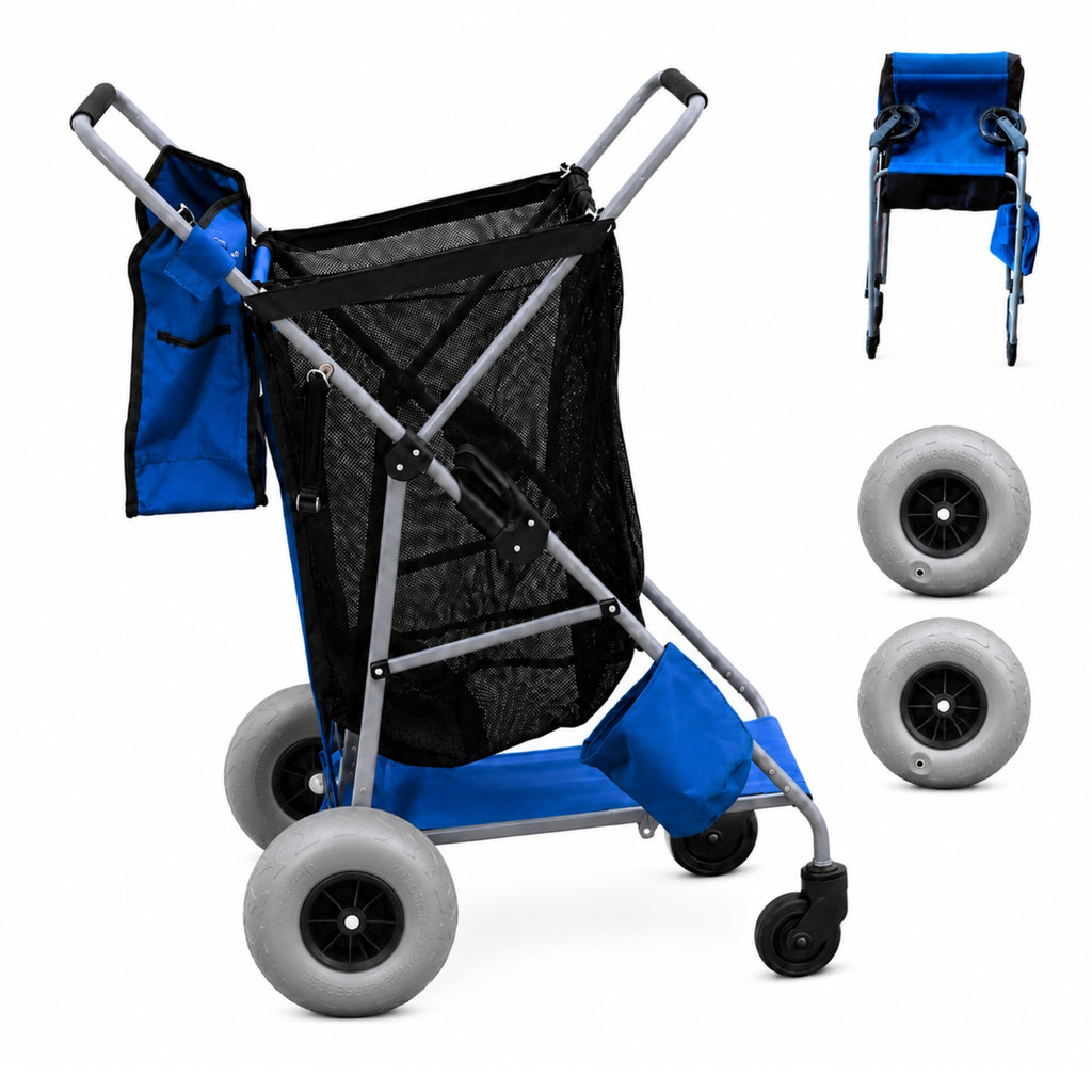 CRESTWALKER Beach Cart with 10‘’ Balloon Wheels, Upgraded Metal Base