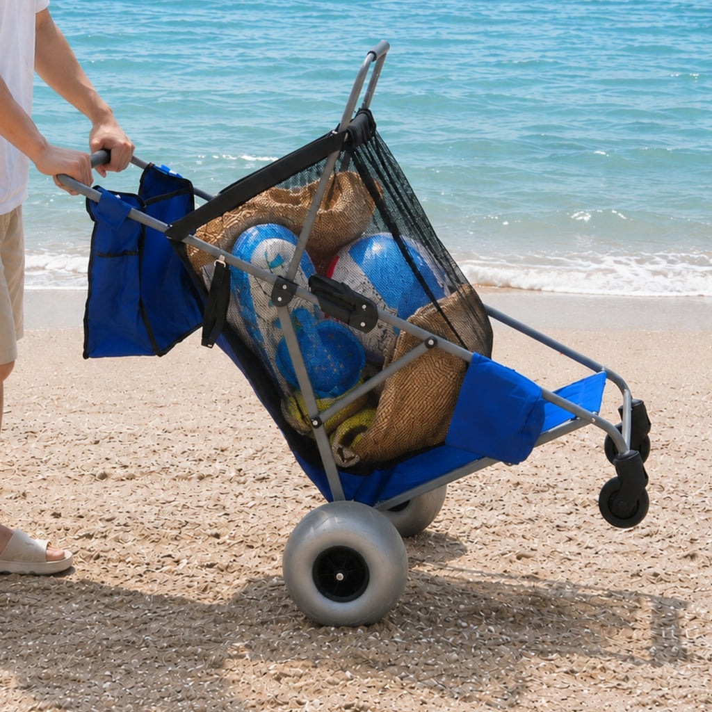 CRESTWALKER Beach Cart with 10‘’ Balloon Wheels, Upgraded Metal Base