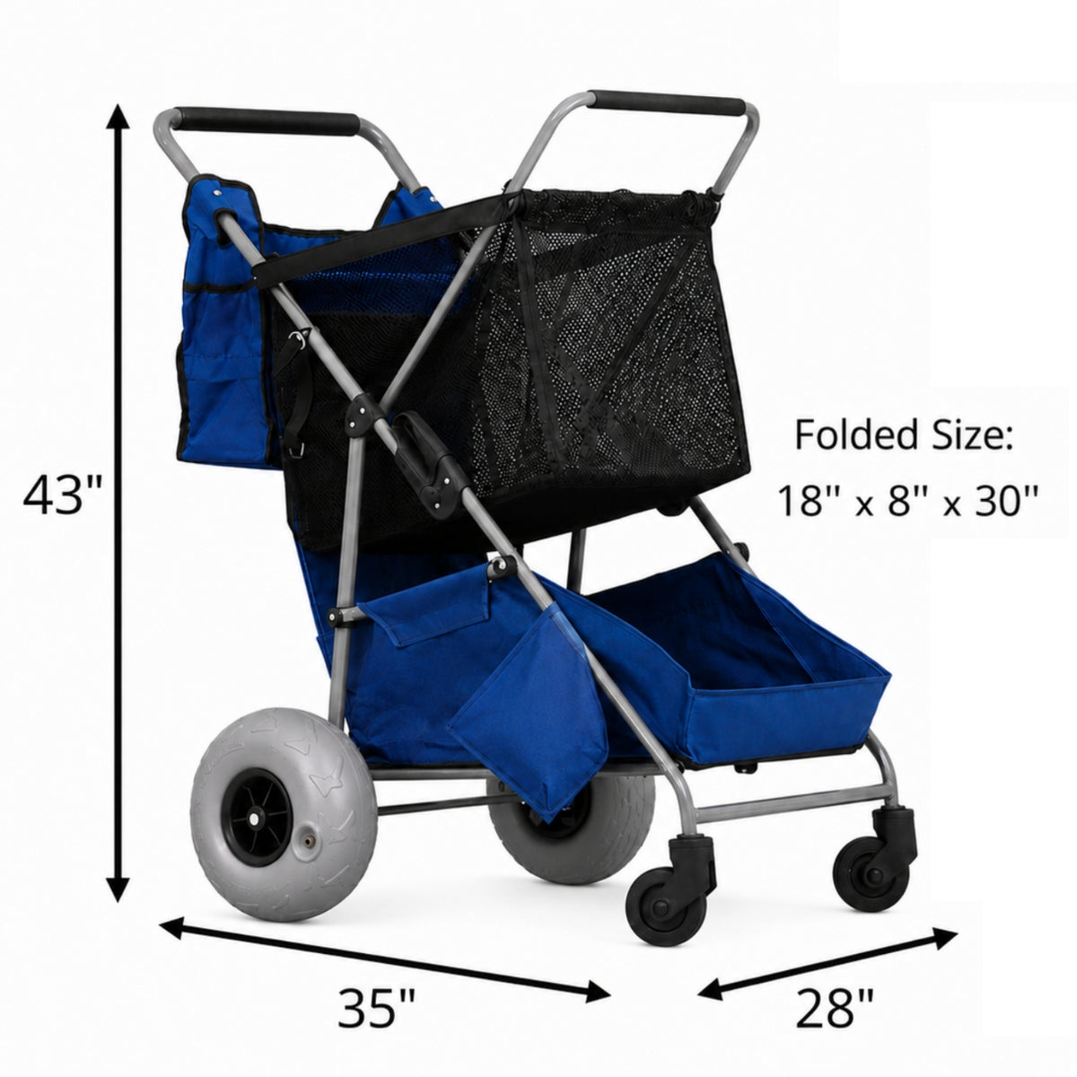 CRESTWALKER Beach Cart with 10‘’ Balloon Wheels, Upgraded Metal Base & 2-Zone Storage