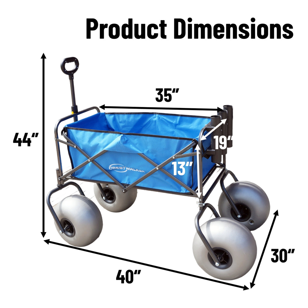 CRESTWALKER Beach Wagon with 13'' Balloon Wheels & Fishing Rod Holders