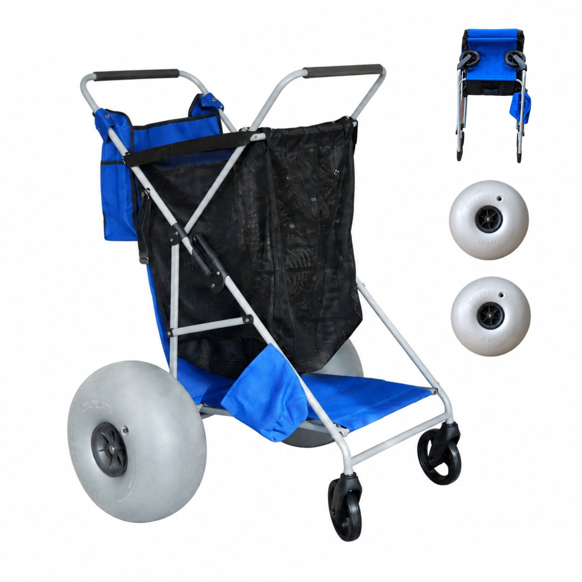 CRESTWALKER Beach Cart with 16‘’ Balloon Wheels, Upgraded Metal Base