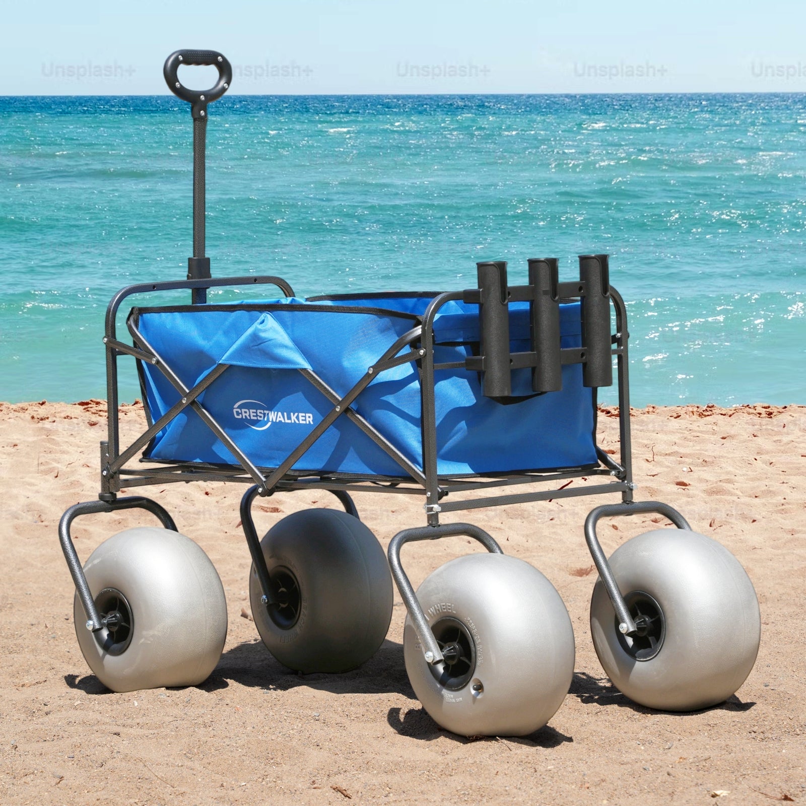 CRESTWALKER Beach Wagon with 13'' Balloon Wheels & Fishing Rod Holders