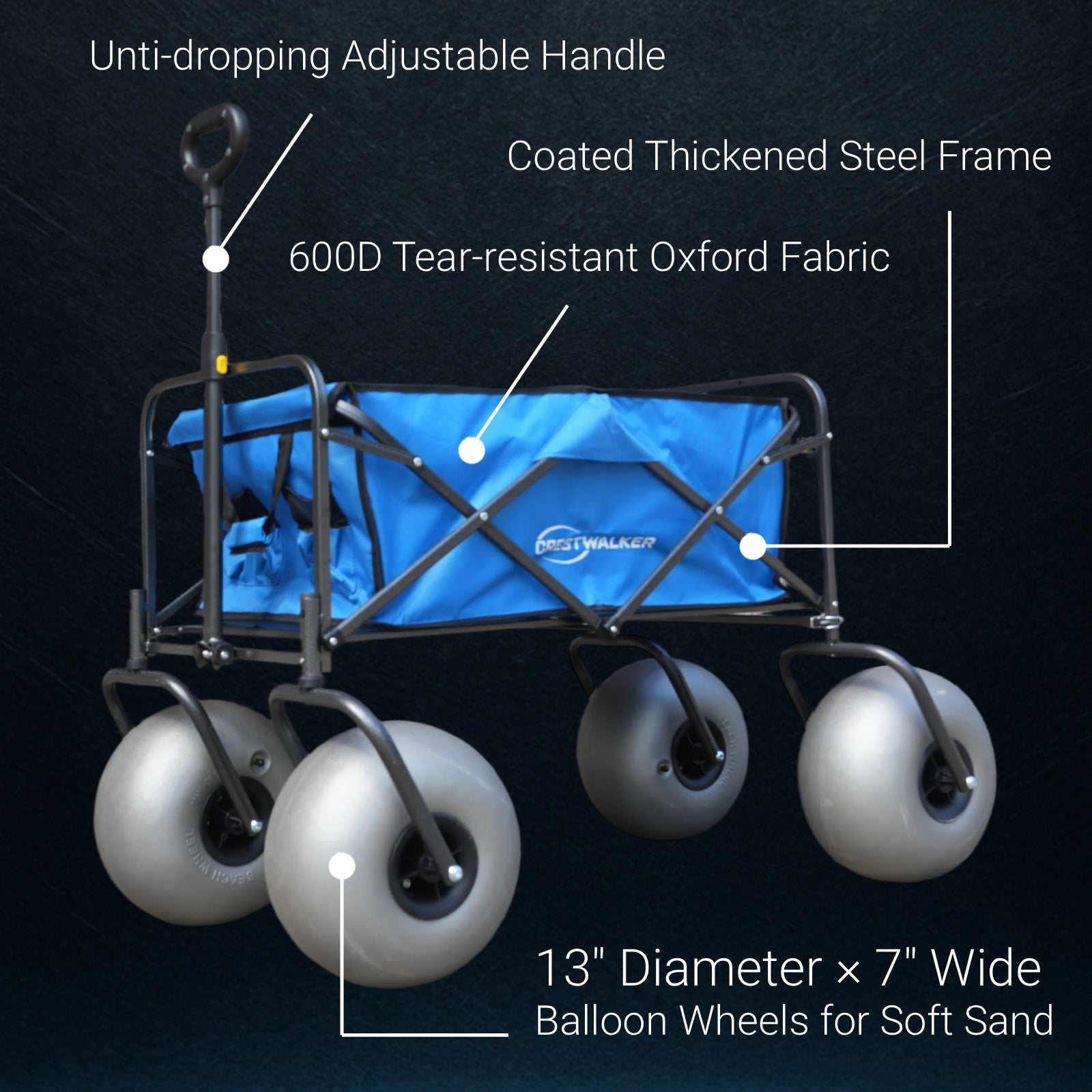 CRESTWALKER Beach Wagon with 13'' Balloon Wheels & Fishing Rod Holders