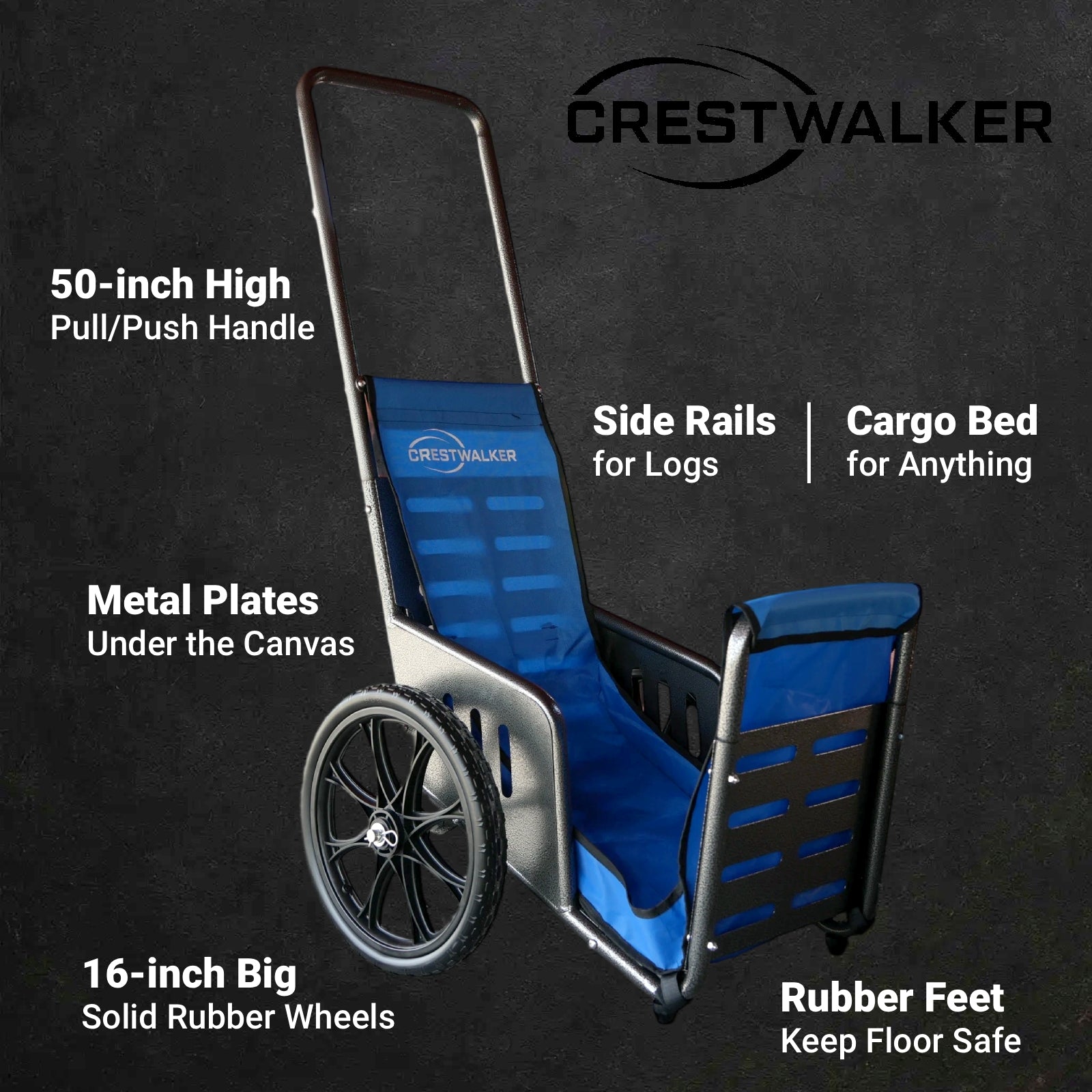 CRESTWALKER Firewood Cart with 16'' Solid Rubber Wheels