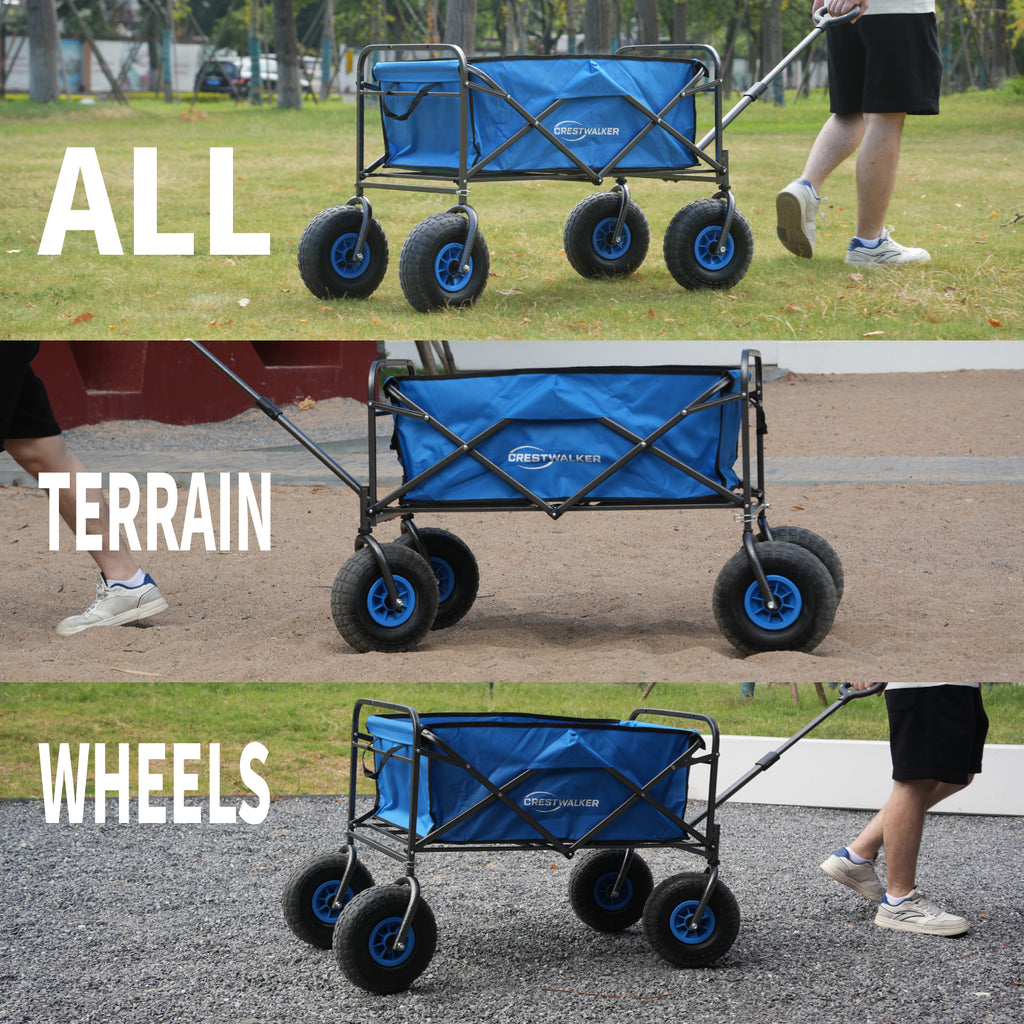 CRESTWALKER Beach Wagon with 10'' Inflatable Rubber Wheels and Chair Racks