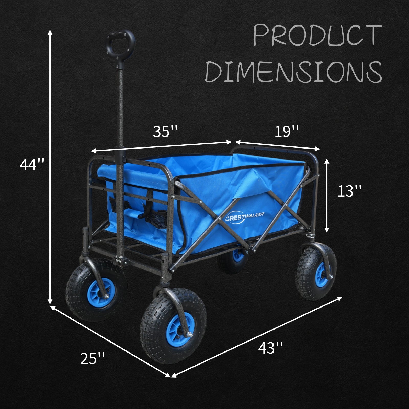 CRESTWALKER Beach Wagon with 10'' Inflatable Rubber Wheels and Chair Racks