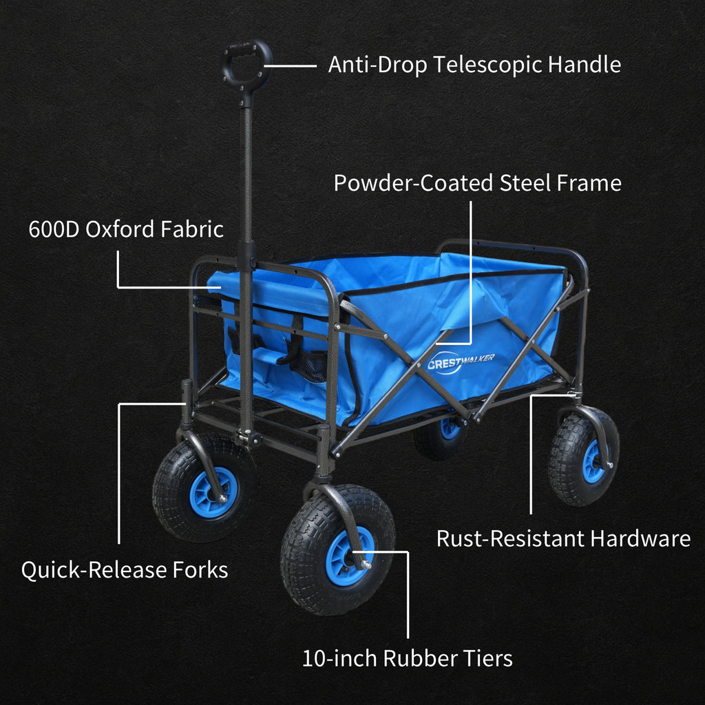 CRESTWALKER Beach Wagon with 10'' Inflatable Rubber Wheels and Chair Racks