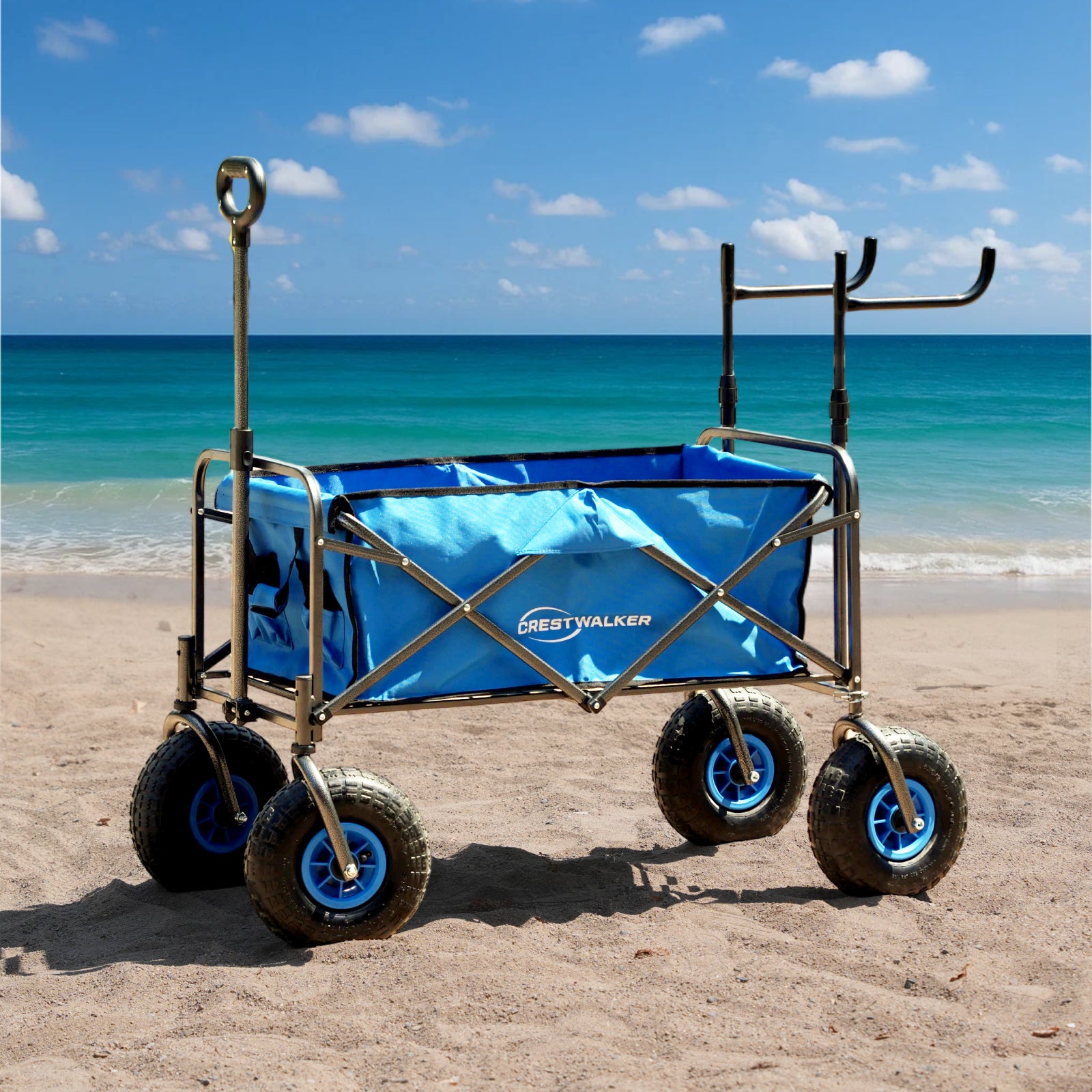 CRESTWALKER Beach Wagon with 10'' Inflatable Rubber Wheels and Chair Racks