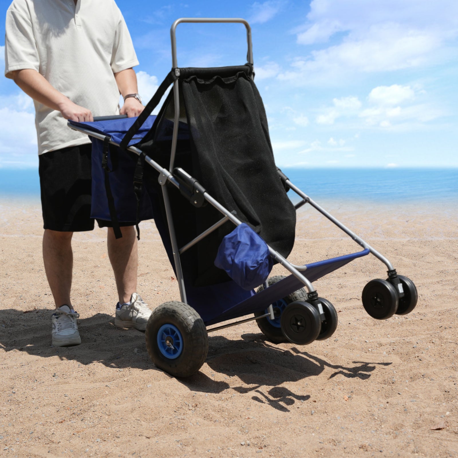 CRESTWALKER Beach Cart with 10‘’ Inflatable Rubber Wheels