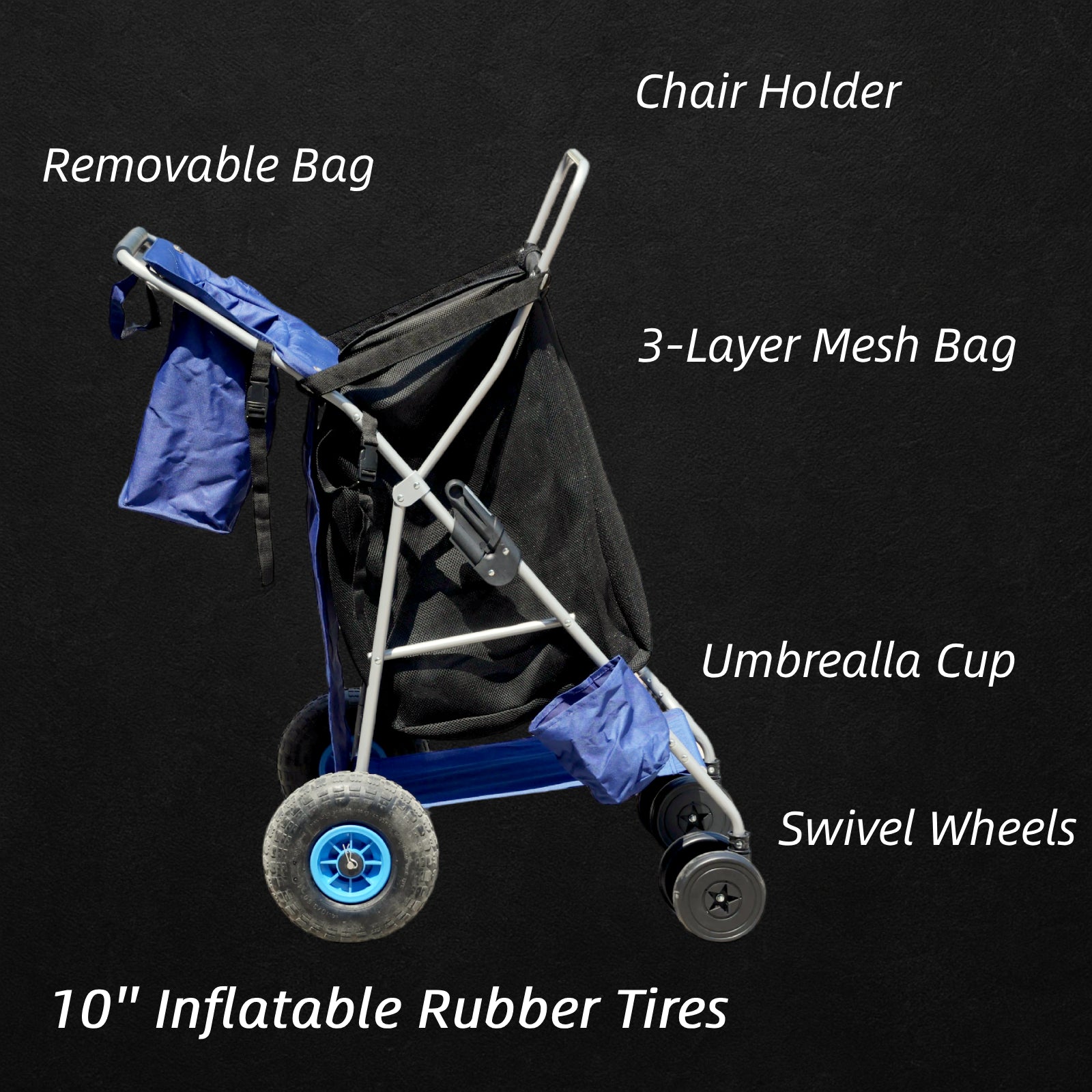 CRESTWALKER Beach Cart with 10‘’ Inflatable Rubber Wheels