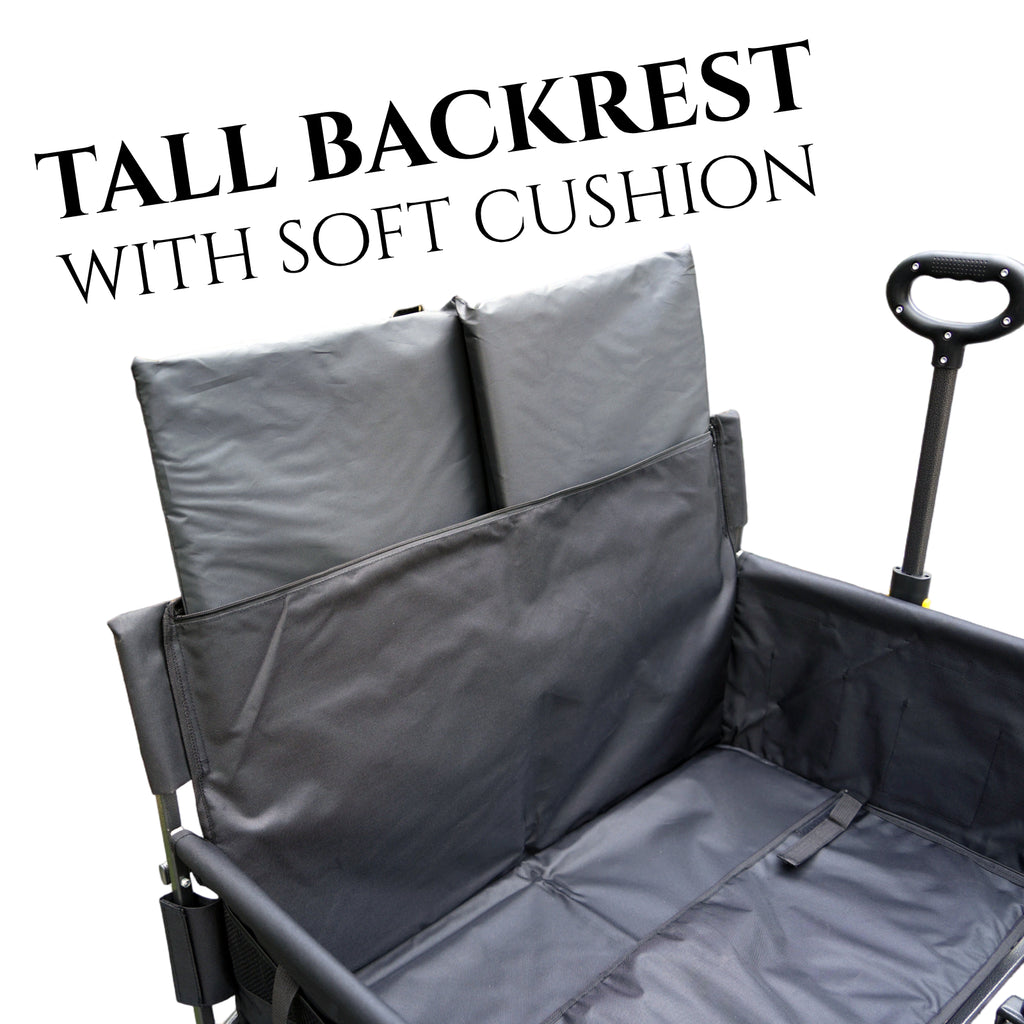 CRESTWALKER Foldable Wagon That Converts into a 2-Person Chair for Adults (Black, Elevated Seat Height)