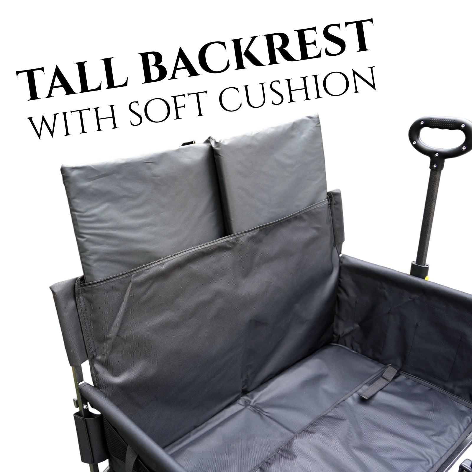 CRESTWALKER Foldable Wagon That Converts into a 2-Person Chair for Adults (Black, Elevated Seat Height)