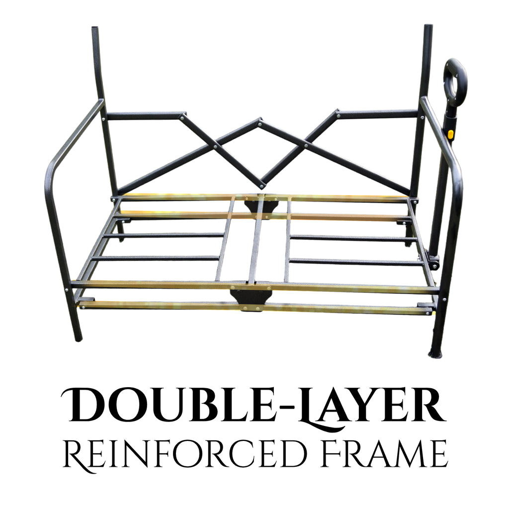 CRESTWALKER Foldable Wagon That Converts into a 2-Person Chair for Adults (Black, Elevated Seat Height)