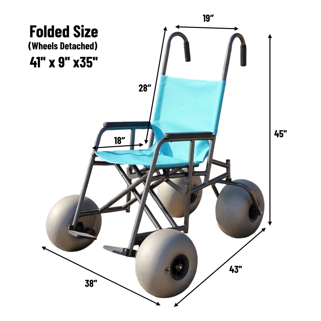 CRESTWALKER Foldable Beach Wheelchair with 13'' Balloon Wheels
