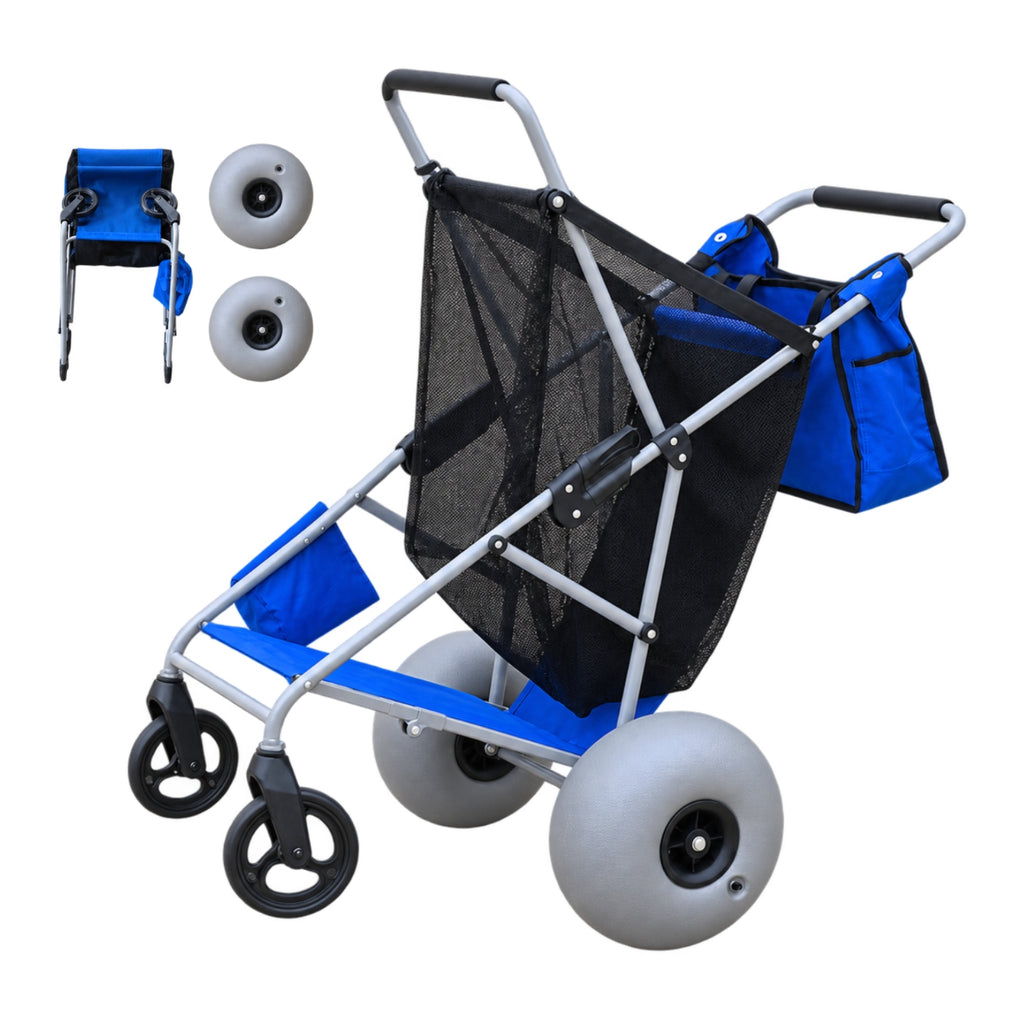 CRESTWALKER Beach Cart with 13‘’ Balloon Wheels, Upgraded Metal Base