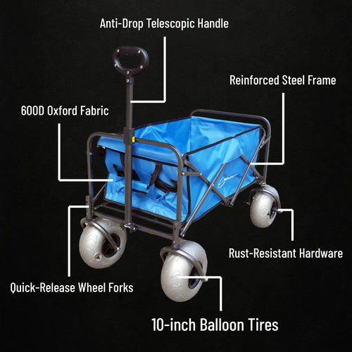 CRESTWALKER Beach Wagon with 10'' Balloon Wheels & Chair Racks