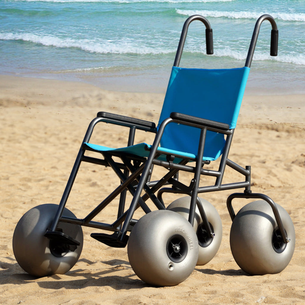 CRESTWALKER Foldable Beach Wheelchair with 13'' Balloon Wheels