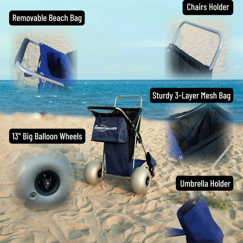 CRESTWALKER Beach Cart with 13‘’ Balloon Wheels