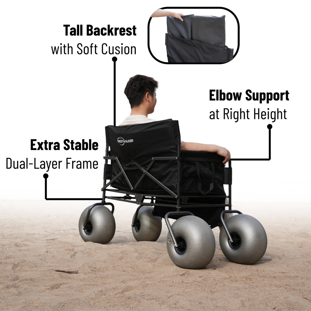 CRESTWALKER Beach Wagon Chair with 13'' Balloon Wheels