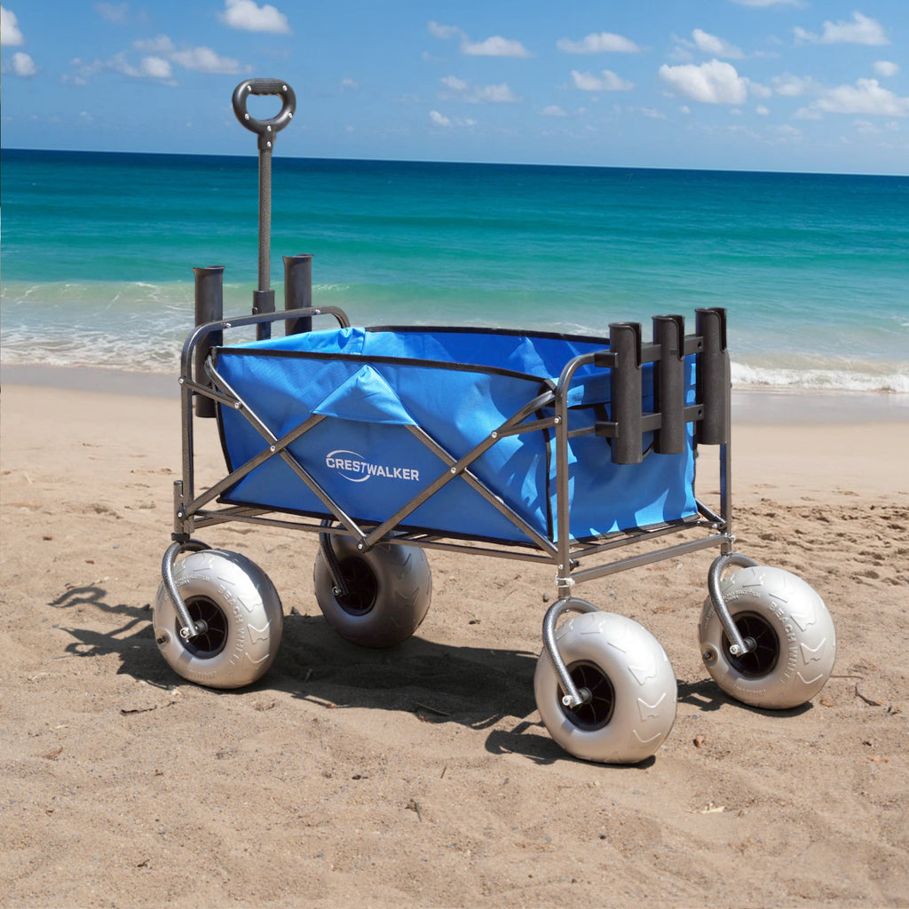 CRESTWALKER Beach Wagon with 10'' Balloon Wheels & Fishing Rod Holders