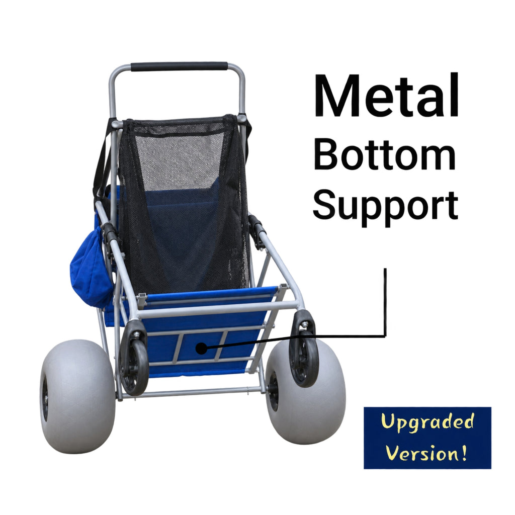 CRESTWALKER Beach Cart with 13‘’ Balloon Wheels, Upgraded Metal Base & 2-Zone Storage