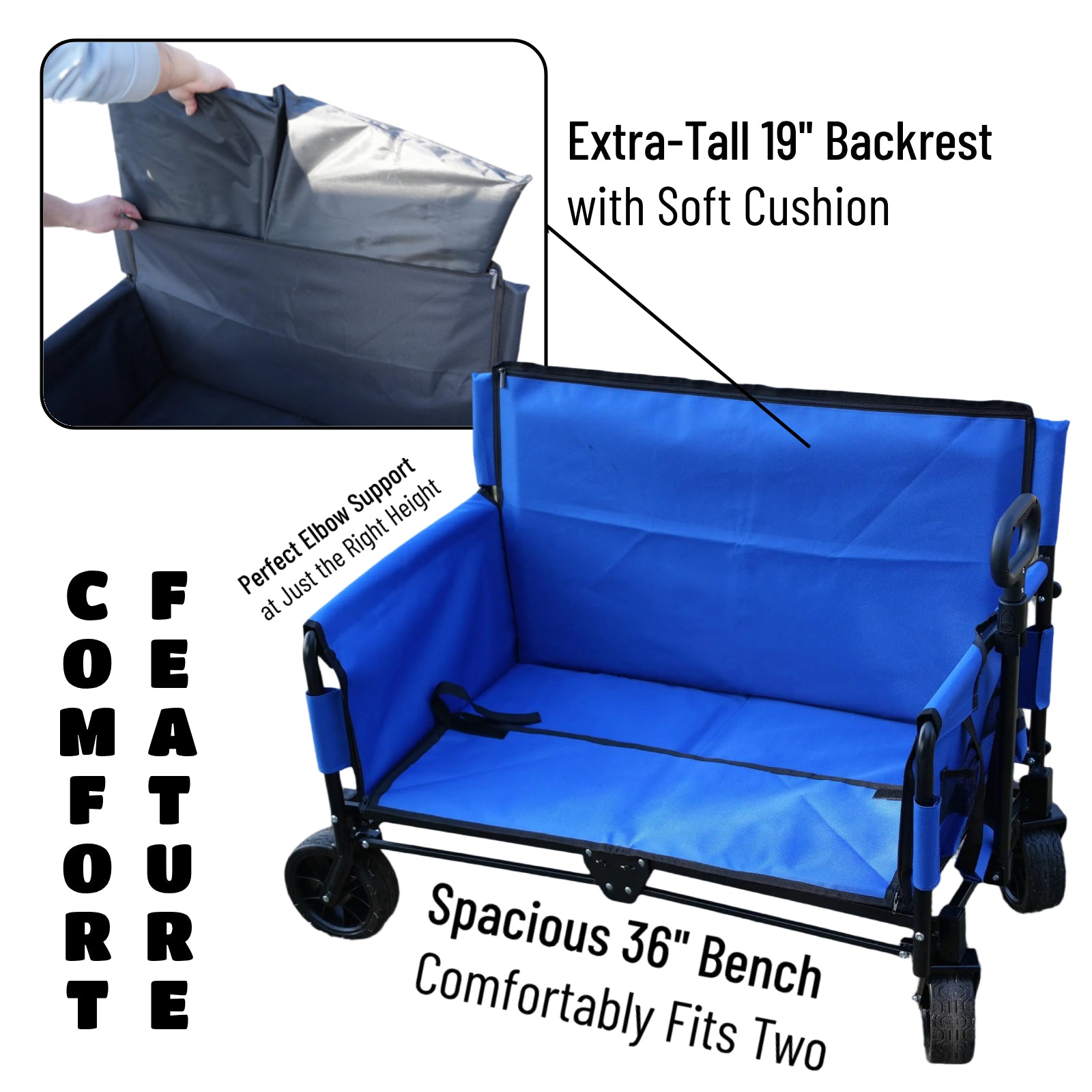 CRESTWALKER Foldable Wagon That Converts into a 2-Person Chair for Adults (Blue)