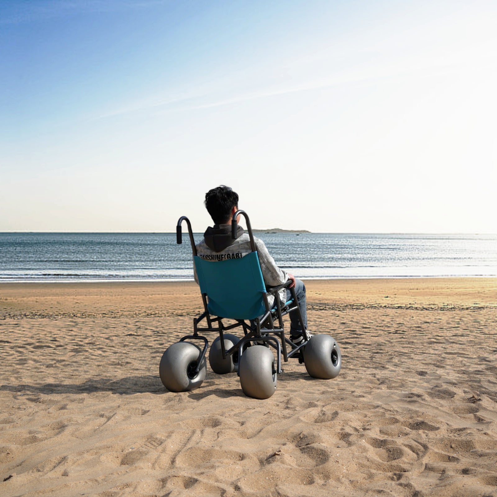 CRESTWALKER Foldable Beach Wheelchair with 13'' Balloon Wheels